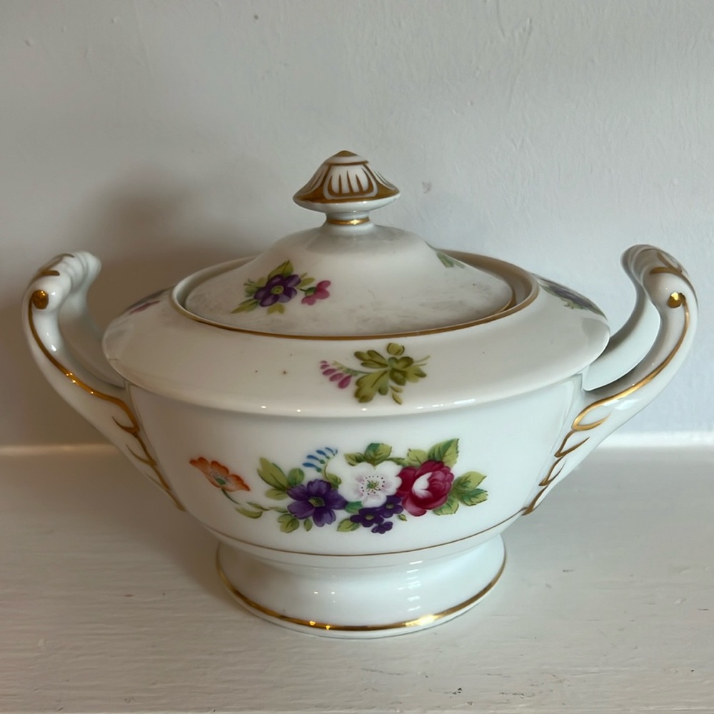 Vintage Mikuni Fine China Japan Dresden Rose Sugar Bowl